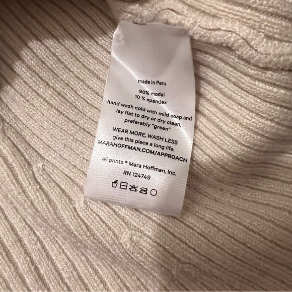 Mara Hoffman Nova Sweater in Ivory Ribbed Puff Sleeve Knit Stretch Pullover - Picture 7 of 7